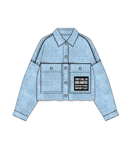 Куртка текстильная джинсовая для девочек голубой