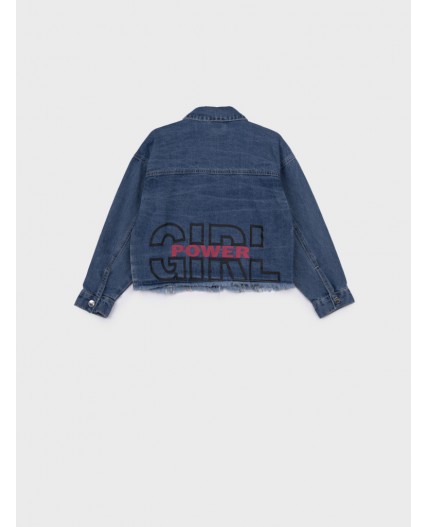 Куртка текстильная джинсовая для девочек синий