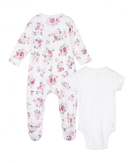 Комплект детский трикотажный для девочек: боди, комбинезон, шапочка разноцветный