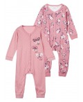 Комбинезон детский трикотажный для девочек, 2 шт в комплекте розовый,разноцветный