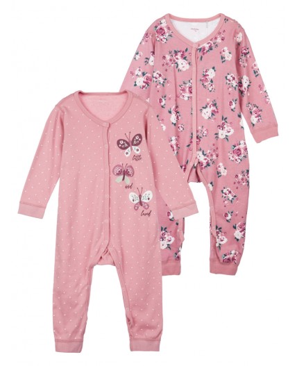 Комбинезон детский трикотажный для девочек, 2 шт в комплекте розовый,разноцветный