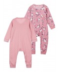 Комбинезон детский трикотажный для девочек, 2 шт в комплекте розовый,разноцветный
