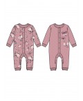 Комбинезон детский трикотажный для девочек, 2 шт в комплекте розовый,разноцветный