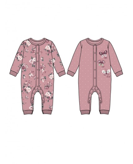 Комбинезон детский трикотажный для девочек, 2 шт в комплекте розовый,разноцветный
