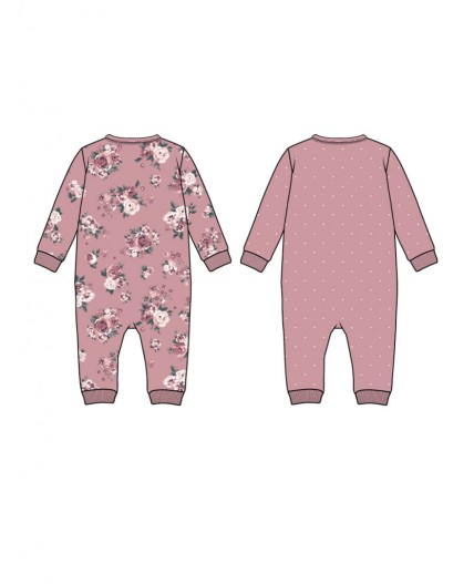 Комбинезон детский трикотажный для девочек, 2 шт в комплекте розовый,разноцветный