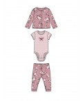 Комплект детский трикотажный для девочек: боди, брюки, кофточка розовый,разноцветный