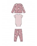 Комплект детский трикотажный для девочек: боди, брюки, кофточка розовый,разноцветный