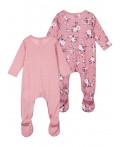 Комбинезон детский трикотажный для девочек, 2 шт в комплекте розовый