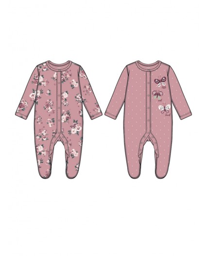 Комбинезон детский трикотажный для девочек, 2 шт в комплекте розовый
