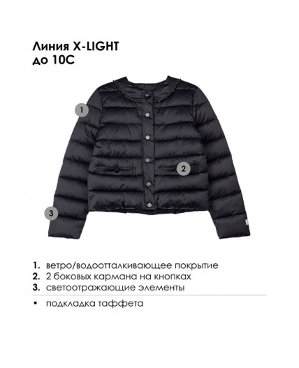 Куртка текстильная с полиуретановым покрытием для девочек черный