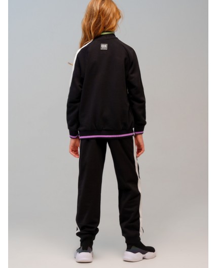 Комплект трикотажный для девочек: толстовка, брюки черный