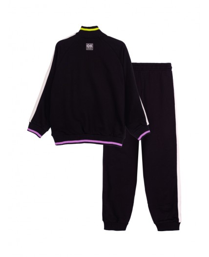 Комплект трикотажный для девочек: толстовка, брюки черный