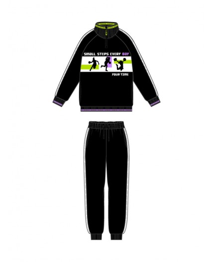 Комплект трикотажный для девочек: толстовка, брюки черный