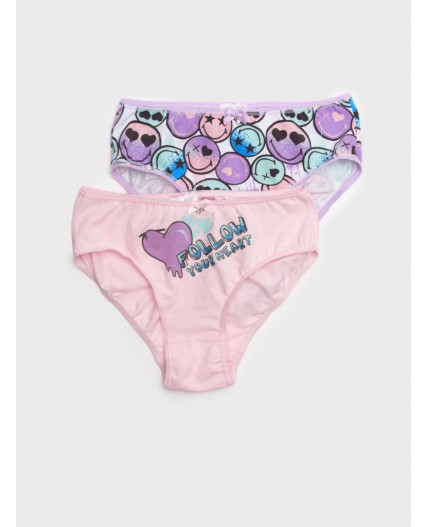 Трусы трикотажные для девочек, 2 шт в комплекте разноцветный