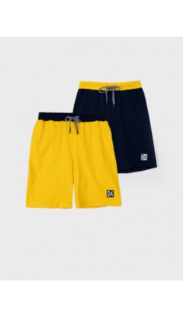 Шорты трикотажные для мальчиков, 2 шт в комплекте жёлтый,тёмно-синий
