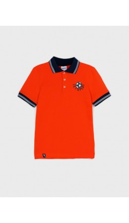 Джемпер трикотажный с воротником поло для мальчиков оранжевый