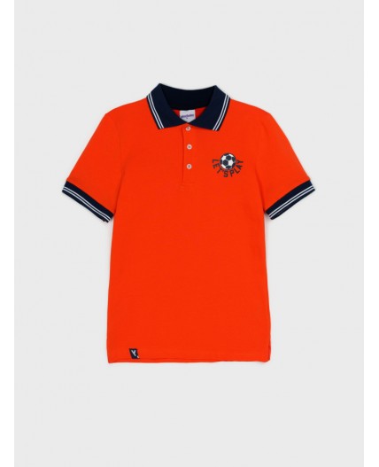 Джемпер трикотажный с воротником поло для мальчиков оранжевый