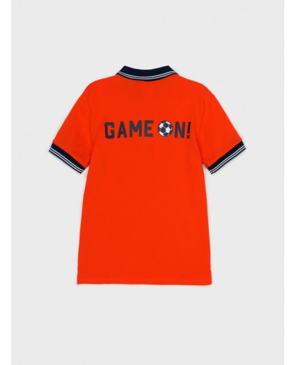 Джемпер трикотажный с воротником поло для мальчиков оранжевый