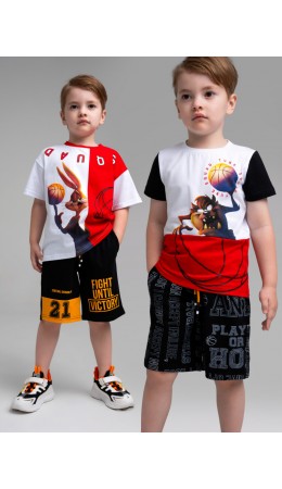 Шорты трикотажные для мальчиков, 2 шт в комплекте черный,оранжевый