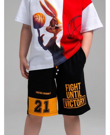 Шорты трикотажные для мальчиков, 2 шт в комплекте черный,оранжевый