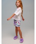 Комплект трикотажный для девочек: фуфайка (футболка), шорты разноцветный