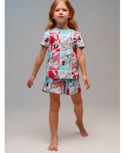 Пижама трикотажная для девочек разноцветный