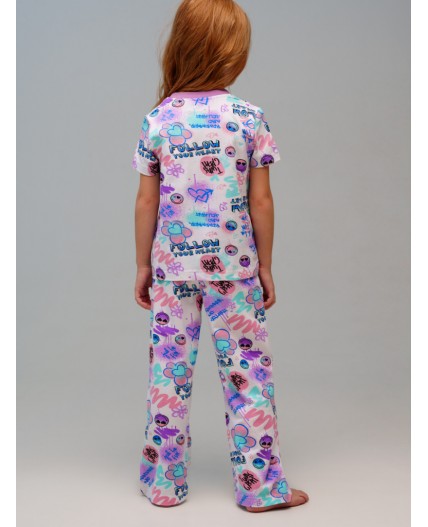 Пижама трикотажная для девочек разноцветный