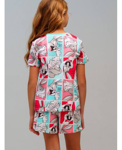 Пижама трикотажная для девочек разноцветный