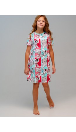 Сорочка ночная трикотажная для девочек разноцветный