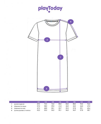 Сорочка ночная трикотажная для девочек разноцветный
