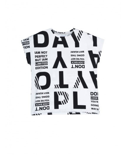 Фуфайка трикотажная для девочек (футболка) белый,черный