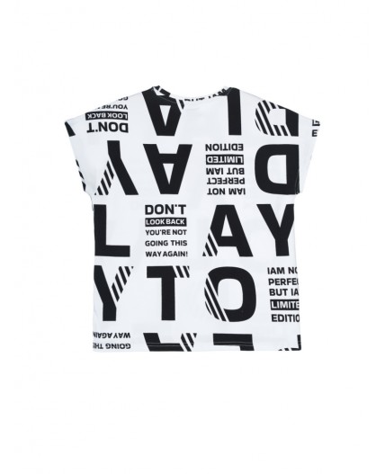 Фуфайка трикотажная для девочек (футболка) белый,черный