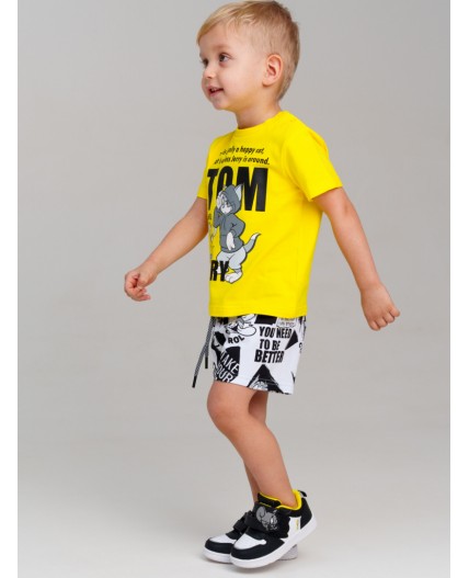 Фуфайка детская трикотажная для мальчиков (футболка) жёлтый