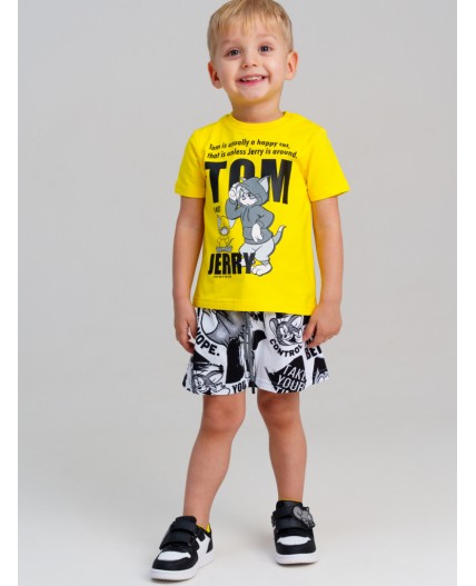 Фуфайка детская трикотажная для мальчиков (футболка) жёлтый