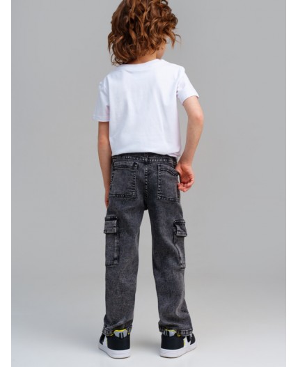 Брюки текстильные джинсовые для мальчиков светло-серый