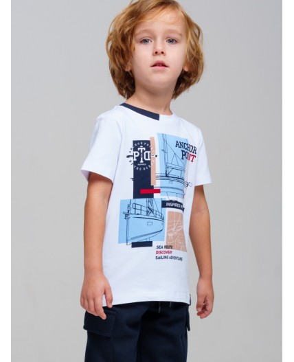 Фуфайка трикотажная для мальчиков (футболка) белый