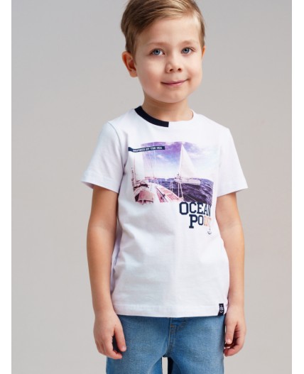 Фуфайка трикотажная для мальчиков (футболка) белый