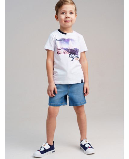 Фуфайка трикотажная для мальчиков (футболка) белый