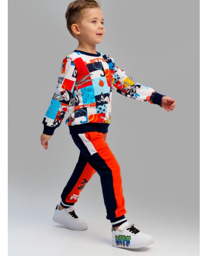 Брюки трикотажные для мальчиков оранжевый,тёмно-синий