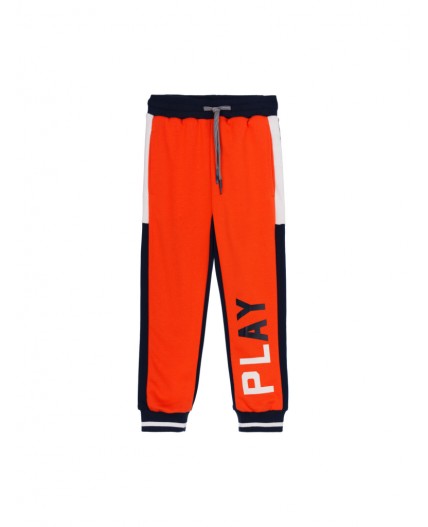 Брюки трикотажные для мальчиков оранжевый,тёмно-синий