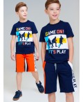 Шорты трикотажные для мальчиков, 2 шт в комплекте тёмно-синий,оранжевый,белый