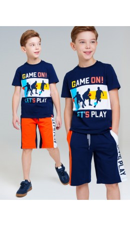 Шорты трикотажные для мальчиков, 2 шт в комплекте тёмно-синий,оранжевый,белый