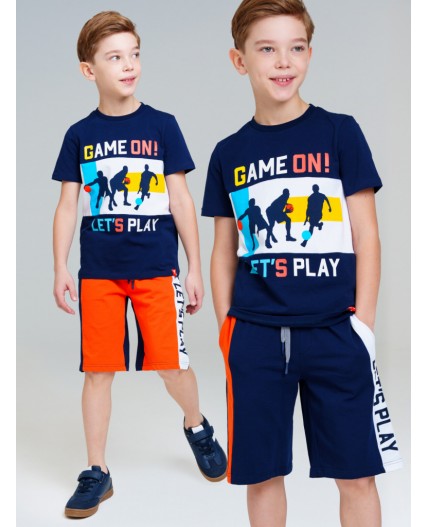 Шорты трикотажные для мальчиков, 2 шт в комплекте тёмно-синий,оранжевый,белый