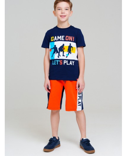 Шорты трикотажные для мальчиков, 2 шт в комплекте тёмно-синий,оранжевый,белый