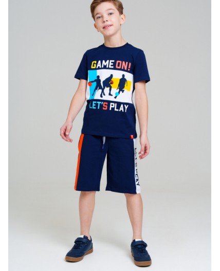 Шорты трикотажные для мальчиков, 2 шт в комплекте тёмно-синий,оранжевый,белый