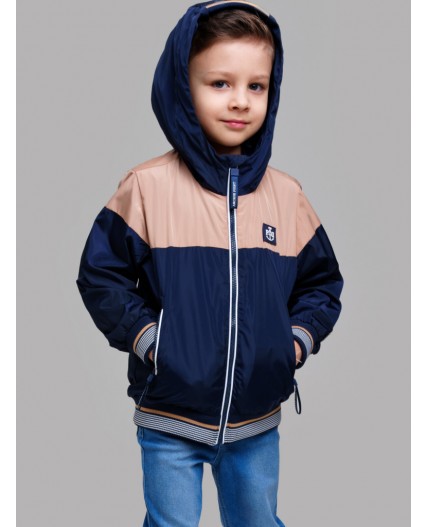 Куртка текстильная с полиуретановым покрытием для мальчиков (ветровка) тёмно-синий,бежевый