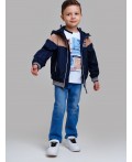 Куртка текстильная с полиуретановым покрытием для мальчиков (ветровка) тёмно-синий,бежевый