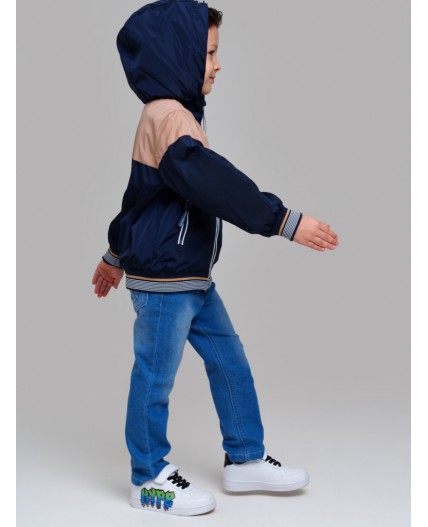 Куртка текстильная с полиуретановым покрытием для мальчиков (ветровка) тёмно-синий,бежевый