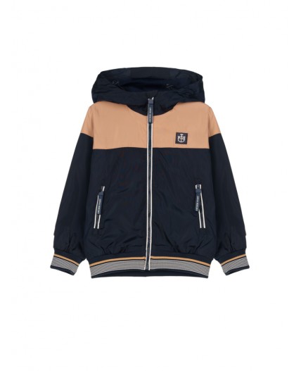 Куртка текстильная с полиуретановым покрытием для мальчиков (ветровка) тёмно-синий,бежевый