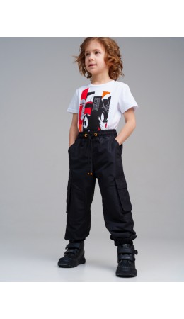 Брюки текстильные с полиуретановым покрытием для мальчиков черный